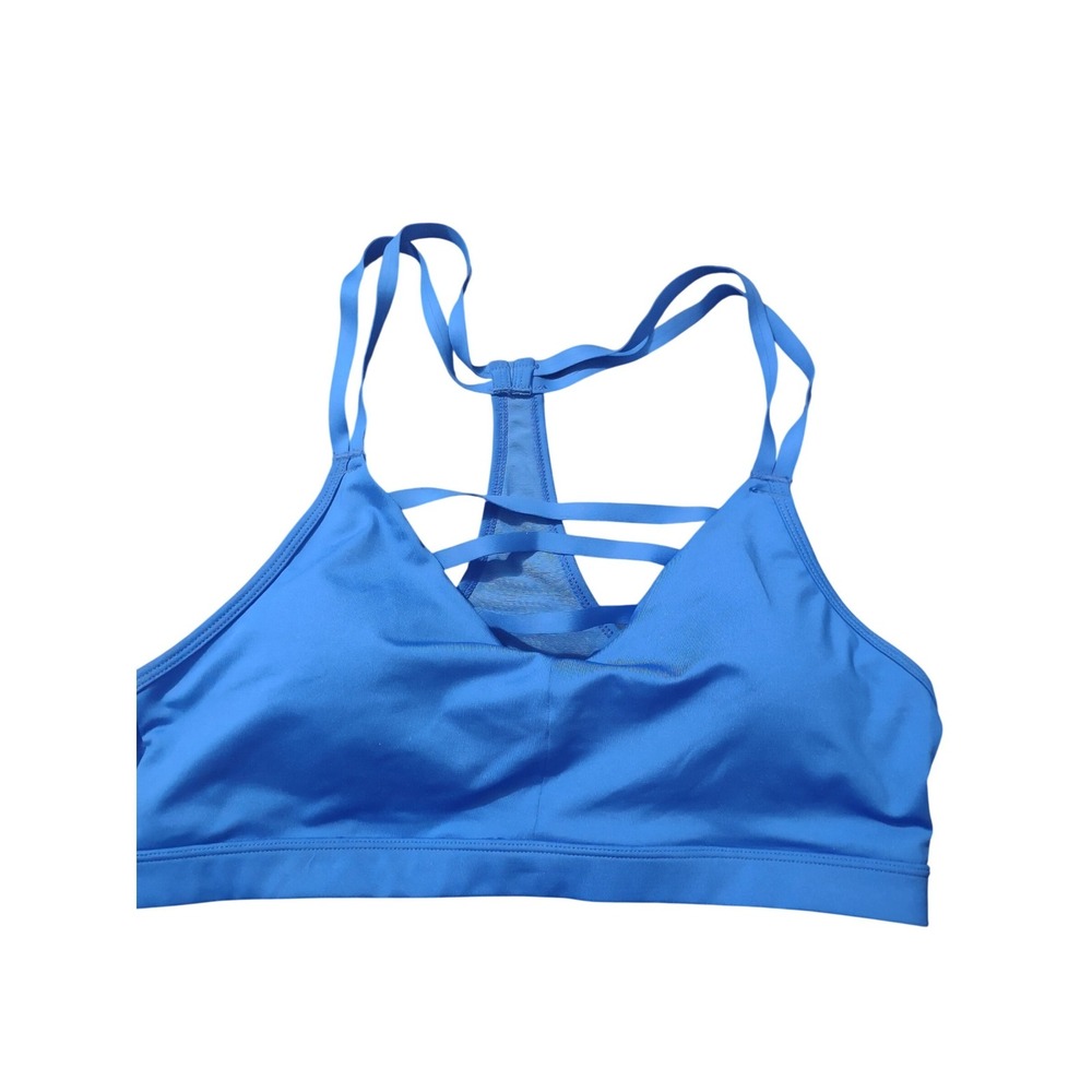 Marika Womens Blue Strappy Cage Front Mesh Racerback Sports Bra Large Athleisure